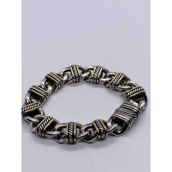 David Yurman Madison Sterling Silver 925 Yellow Gold 750 Bracelet 64.4 Grams